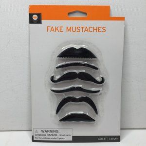 Halloween Costume Fake Mustache Play Set 6 Self Adhesive Black Disguise